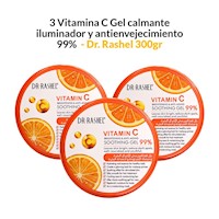 3 Vitamina C Gel calmante iluminador y antienvejecimiento 99% 300gr
